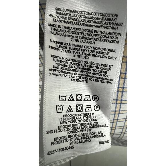 Brooks Bros. Plaid Button Up Shirt Traditional Size 16 1/2-35 Supima Cotton NWOT - Picture 8 of 8